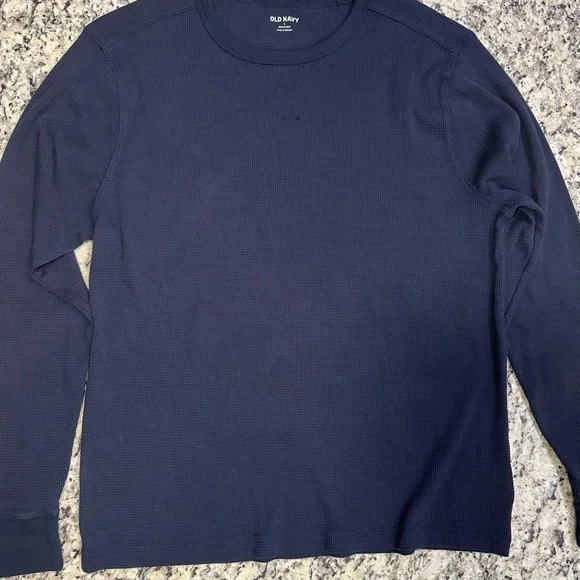 Old Navy Men’s Size Large Navy Blue Long-Sleeve Shirt & Plaid Pants Pajama Set - Picture 3 of 10